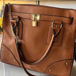 Large Faux Leather JustFab Purse with Gold Hardware